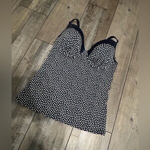 Borden Black and White Dotted Swim Tankini top with built in bra 36D